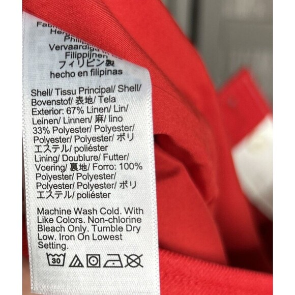 J Crew Shorts Size 2 Line Blend Cuffed Red Color High Rise Lined Pockets - Picture 8 of 8